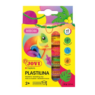Pâte à modeler Jovi Plastalina 15g néon assorti 6 pièces