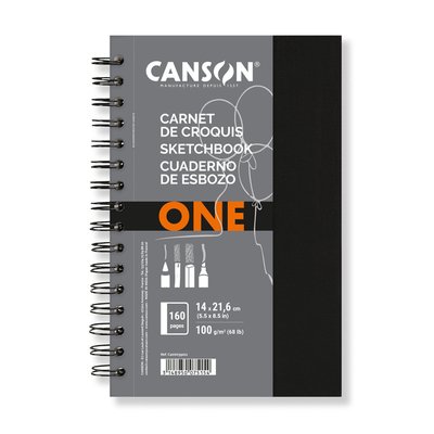 Schetsboek Canson Art Book One spiraalgebonden 80vel 100gr 140x216mm wit