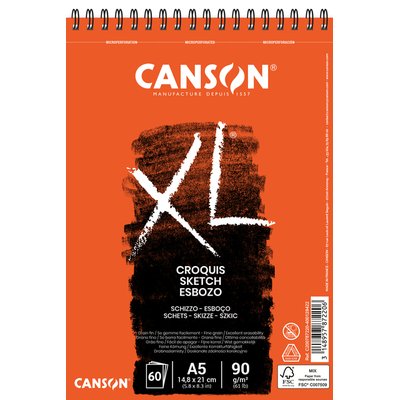 Schetspapier Canson XL Sketch 60vel 90gr A5 ivoorwit