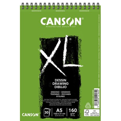 Tekenpapier Canson XL Drawing 30vel 160gr A5 wit