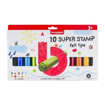 Stempelstift Bruynzeel Kids Super Stamp assorti 10 stuks