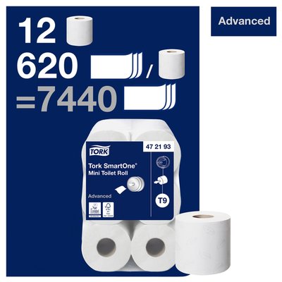 Toiletpapier Tork T9 Advanced SmartOne 2-laags 112m wit 472193