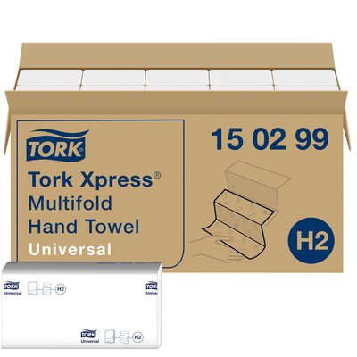 Handdoek Tork H2 Xpress Universal multifold 2-laags 213x234mm 20x237 vel wit 150299