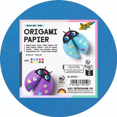 Feuilles de pliage Folia 70g rondes 15cm assorti 100 feuilles