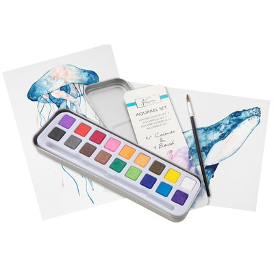 Aquarelverf Nassau Art blik à 18 napjes en penseel