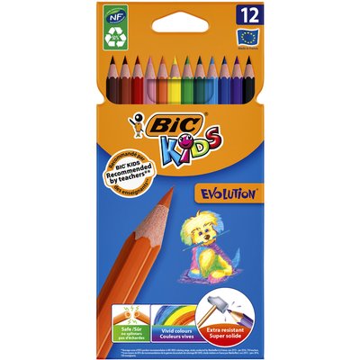 Kleurpotloden BicKids Evolution assorti etui à 12 stuks