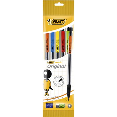 Portemine BIC Matic Original HB 0,7mm assorti sachet 5 pièces