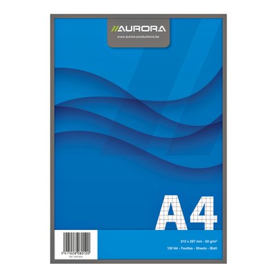 Bloc-notes Aurora A4 carreau 5x5mm 100 feuilles 60g bleu