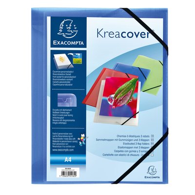 Elastomap Exacompta Kreacover A4 3 kleppen PP assorti