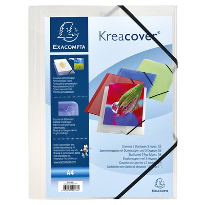 Elastomap Exacompta Kreacover A4 3 kleppen PP assorti