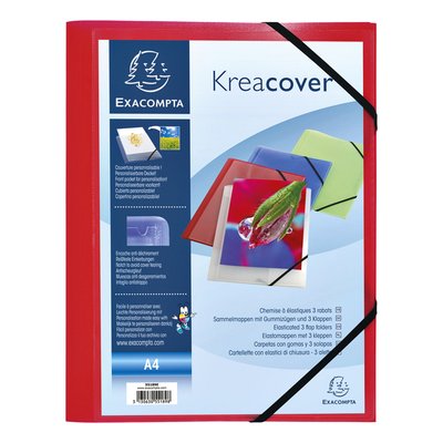 Elastomap Exacompta Kreacover A4 3 kleppen PP assorti