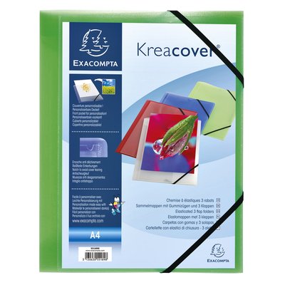 Elastomap Exacompta Kreacover A4 3 kleppen PP assorti