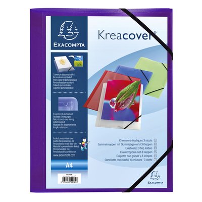 Elastomap Exacompta Kreacover A4 3 kleppen PP assorti