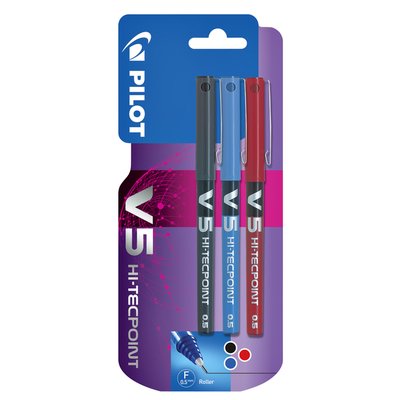 Roller PILOT V-Ball V5 Fin assorti 3 pièces