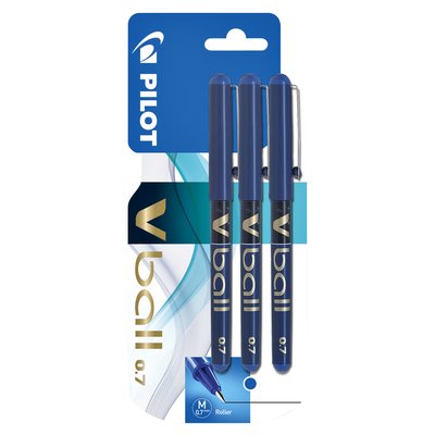 Rollerpen PILOT V-Ball 07 medium blauw blister à 3 stuks
