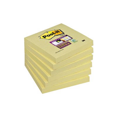 Memoblok Post-it 654 Super Sticky 76x76mm geel