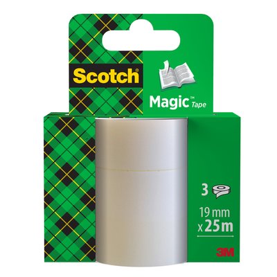 Plakband Scotch Magic 819 19mmx25m onzichtbaar 3 rollen