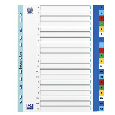 Tabbladen Oxford A4+ 11-gaats 20-delig A-Z PP kleur