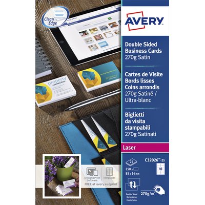Visitekaart Avery C32026-10 2-zijdig 85x54mm 270gr 100 stuks