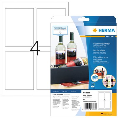 Etiquettes HERMA 8882 pour bouteille brillante 90x120mm