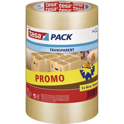 Verpakkingstape tesapack® 66mx50mm transparant promopack 3 rollen