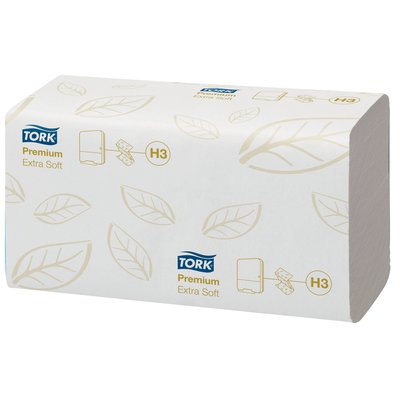 Handdoek Tork H3 Premium singlefold 2-laags 226x230mm 15x200 vel wit 100278