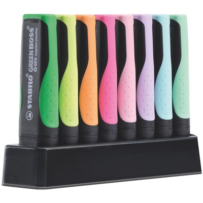 Surligneur STABILO GREEN BOSS 6070/8 pastel assorti 8 pièces