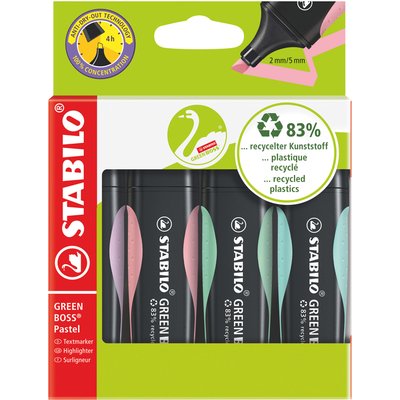 Surligneur Stabilo GREEN BOSS 6070/4 pastel assorti étui 4 pièces