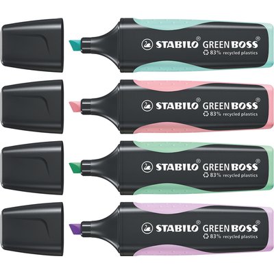 Surligneur Stabilo GREEN BOSS 6070/4 pastel assorti étui 4 pièces
