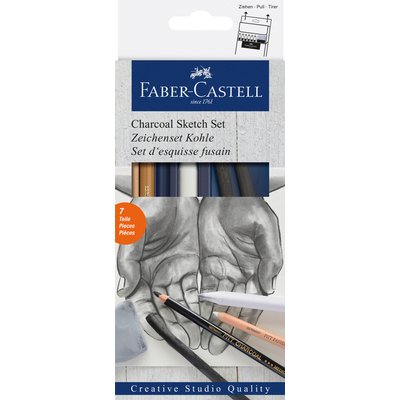 Houtskool Faber-Castell set 7-delig