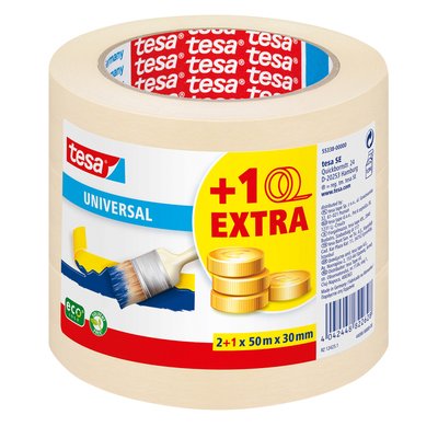 Afplaktape tesa® Economy 50mx30mm geel 2+1