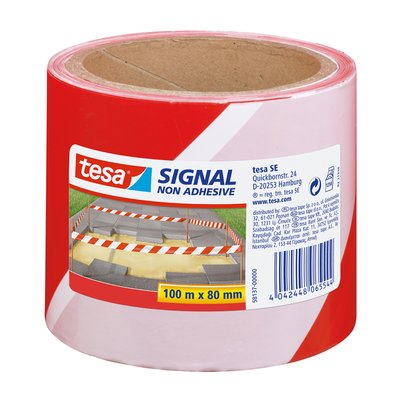 Ruban de signalisation tesa® Signal 100mx80mm rouge/blanc