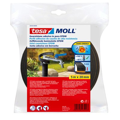 Buisisolatie tesamoll® Zelfklevend 5mx20mm zwart