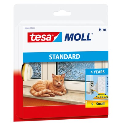 Tochtstrip tesamoll® Standard I-Profiel zelfklevend 6mx9mm wit