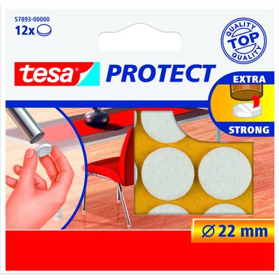 Feutrine anti-rayures tesa® Protect Ø22mm blanc 12 pièces
