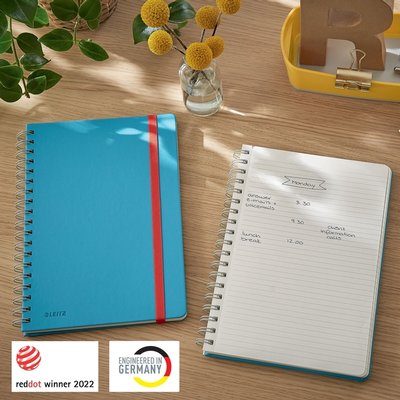 Cahier de notes Leitz Cosy spirale B5 ligné 160 pages 100g bleu
