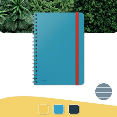 Cahier de notes Leitz Cosy spirale B5 ligné 160 pages 100g bleu