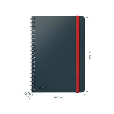 Cahier de notes Leitz Cosy spirale B5 ligné 160 pages 100g gris