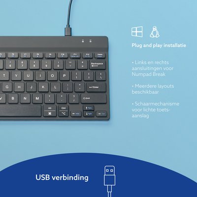 Clavier ergonomique compact R-Go Tools Break QWERTY noir