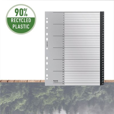 Intercalaires Leitz Recycle A4 11 trous 1-31 Extra Large PP