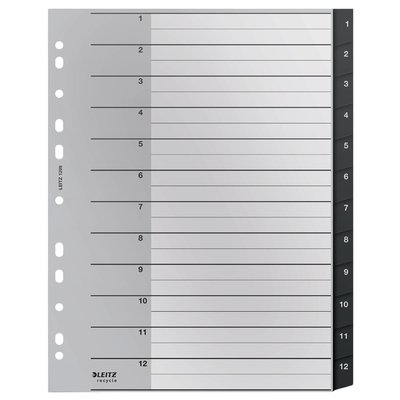 Tabblad Leitz Recycle A4 11-gaats 1-12 extra breed PP