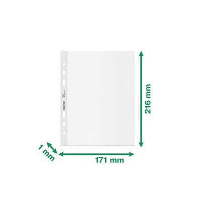 Pochette Leitz Recycle A5 6 perforations PP 100µ transparent 25 pièces