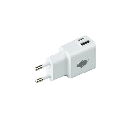 Oplader Green Mouse USB-C 1x en USB-A 1x 2.4A wit