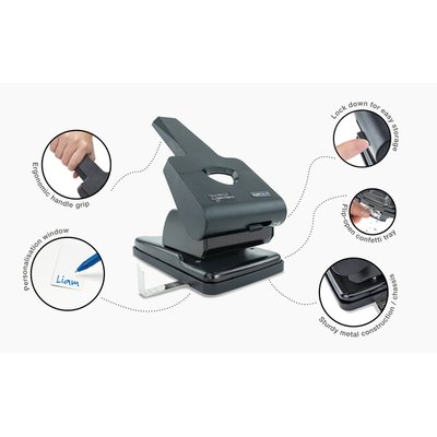 Perforator Rapesco Germ-Savvy Heavy Duty HD865-P antibacterieel 2-gaats zwart