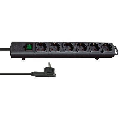 Bloc multiprise Brennensthul Comfort Plus 6 prises incl prise plate 2m noir