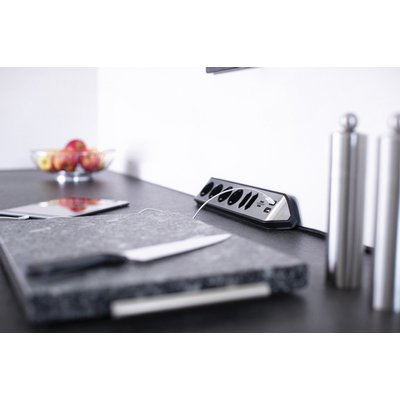 Stekkerdoos Brennenstuhl bureau Estilo 6vdig incl 2 USB 2m zw/zilver