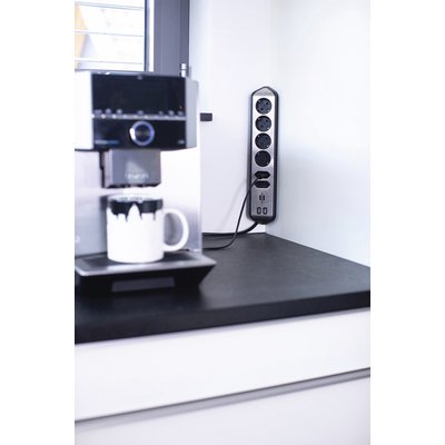 Stekkerdoos Brennenstuhl bureau Estilo 6vdig incl 2 USB 2m zw/zilver