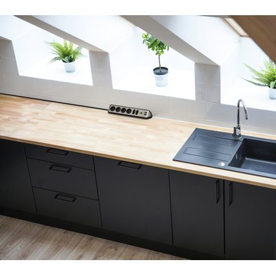 Stekkerdoos Brennenstuhl bureau Estilo 6vdig incl 2 USB 2m zw/zilver