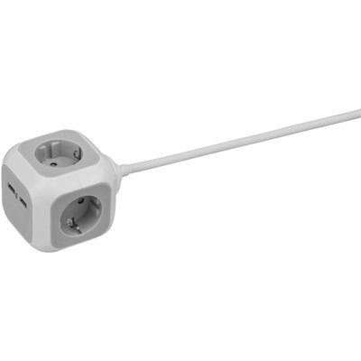 Bloc multiprise Brennenstuhl 4 prises + 2 USB 140cm gris/blanc