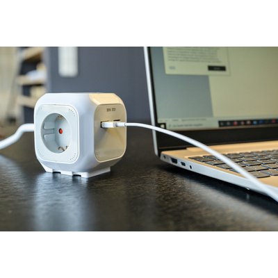 Bloc multiprise Brennenstuhl 4 prises + 2 USB 140cm gris/blanc